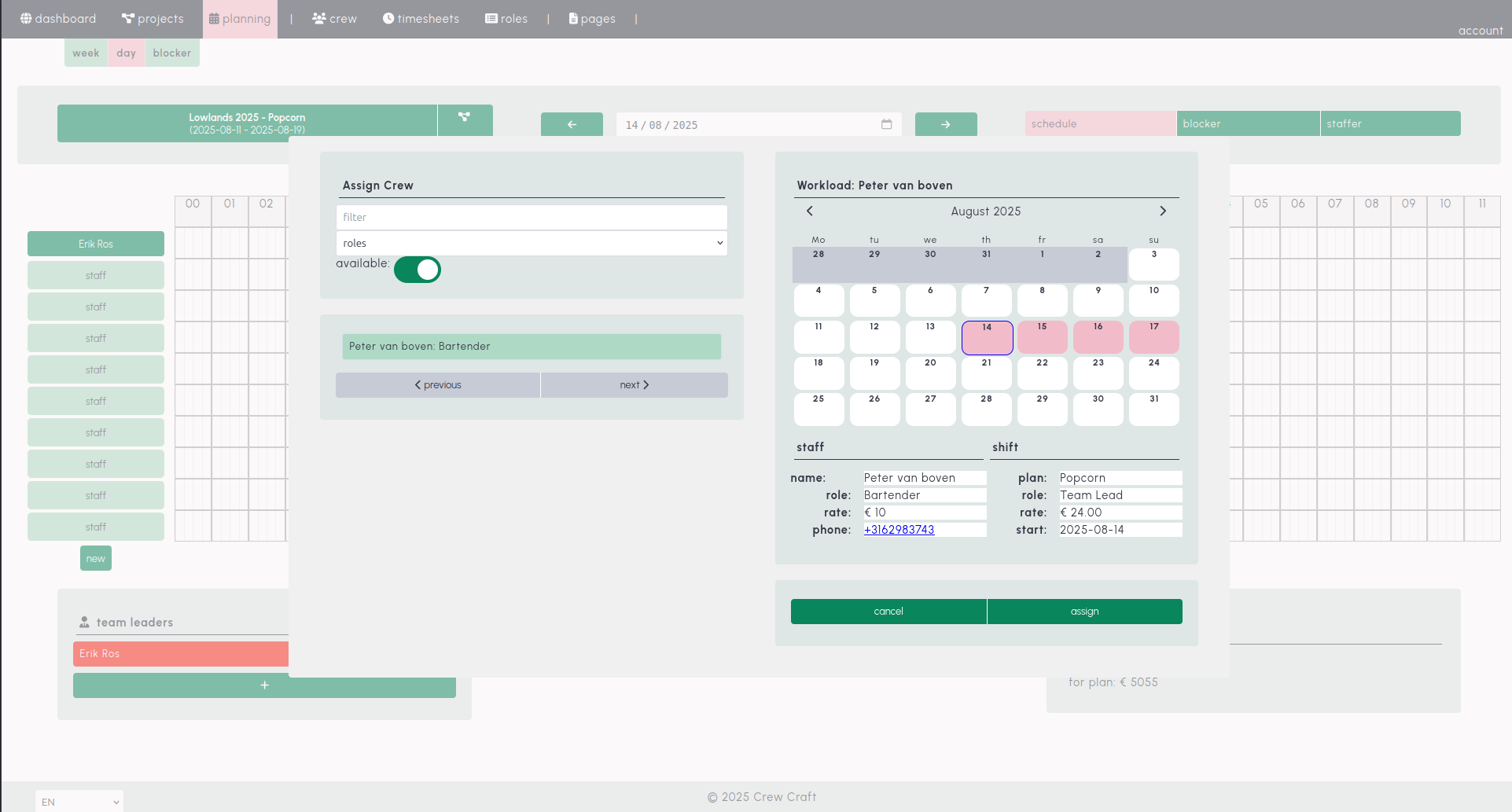 Diensten toewijzen screenshot