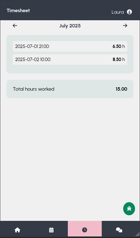 Tijd registreren screenshot